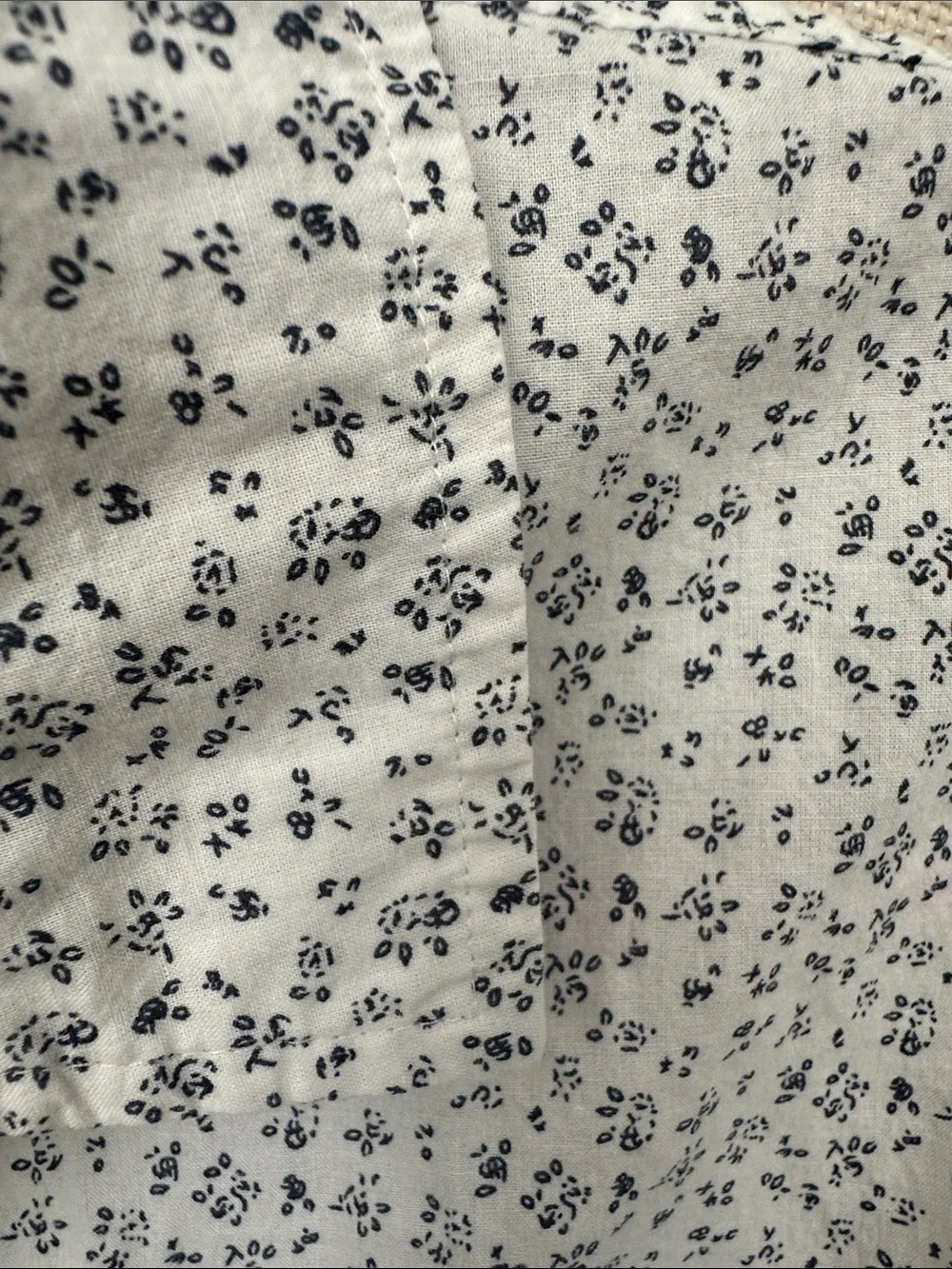 J. Crew White Shirt with Navy Micro Floral Tie Front